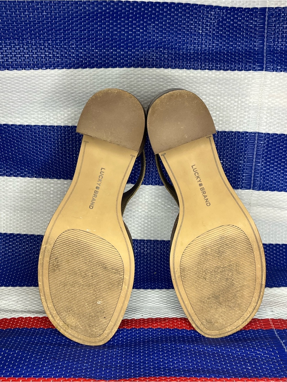 Lucky Brand Sabeni Brown Leather Heeled Sandals Women’s Size 10 Dress Shoes - Picture 6 of 10